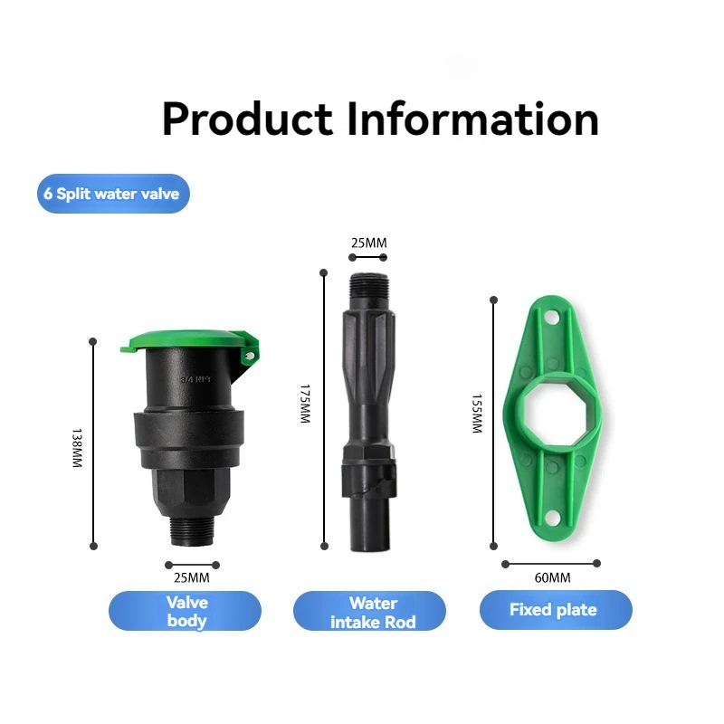 صمام سحب المياه البلاستيكي ، جهاز السحب السريع من الجبس ، سدادة المياه الخضراء المتصلة ، البستنة ، القرية ، 6 "1" #4