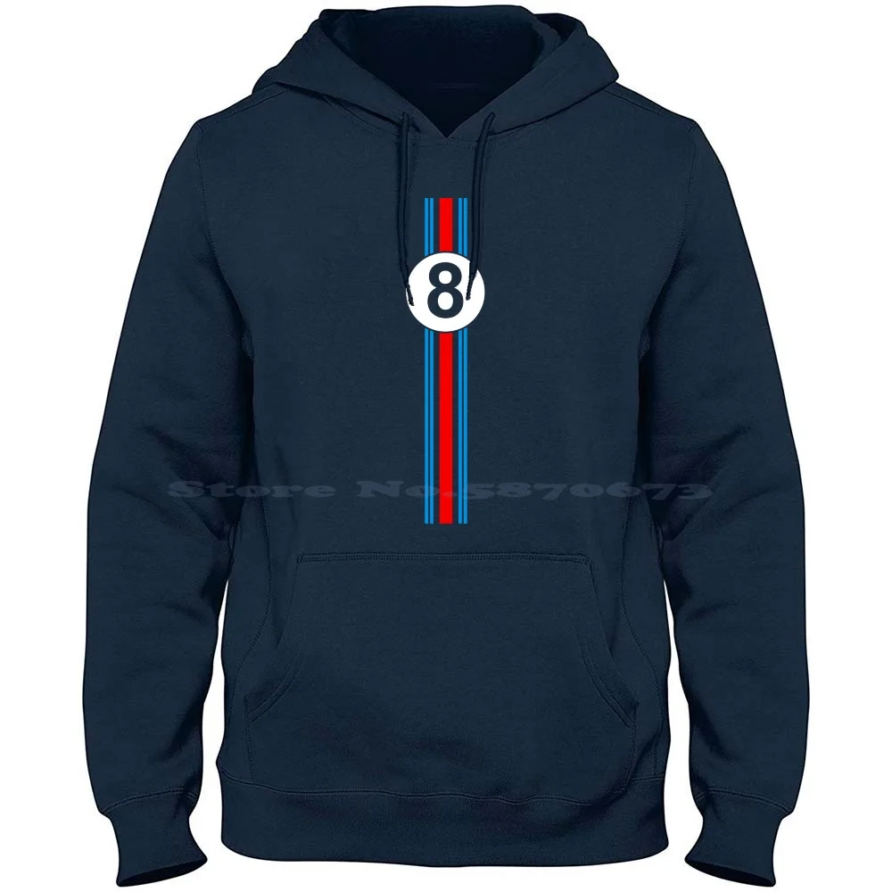 Racing Stripes 100% Cotton Hoodie Retro Racing Number Eight Retroracingshirt Rally Car Rallye Lancia Sports