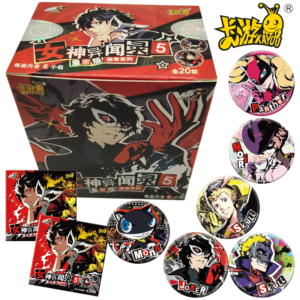 Genuino KAYOU Persona 5 Distintivi in banda stagnata Gioco da collezione Periferico Futaba Sakura Morgana Spilla rotonda Regali di compleanno per i bambini