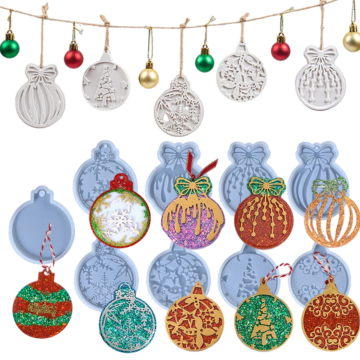 Runde Weihnachten Serie Anhänger Silikon Form DIY Relief Weihnachtsbaum Schnee Ornament Gips Harz Form Weihnachten Party Handwerk Dekor
