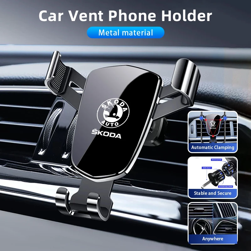 Car Accessories Gravity Phone Holder GPS Mount Mobile Support Bracket For Skoda Octavia Rapid Kodiaq Karoq Fabia Kamiq Superb