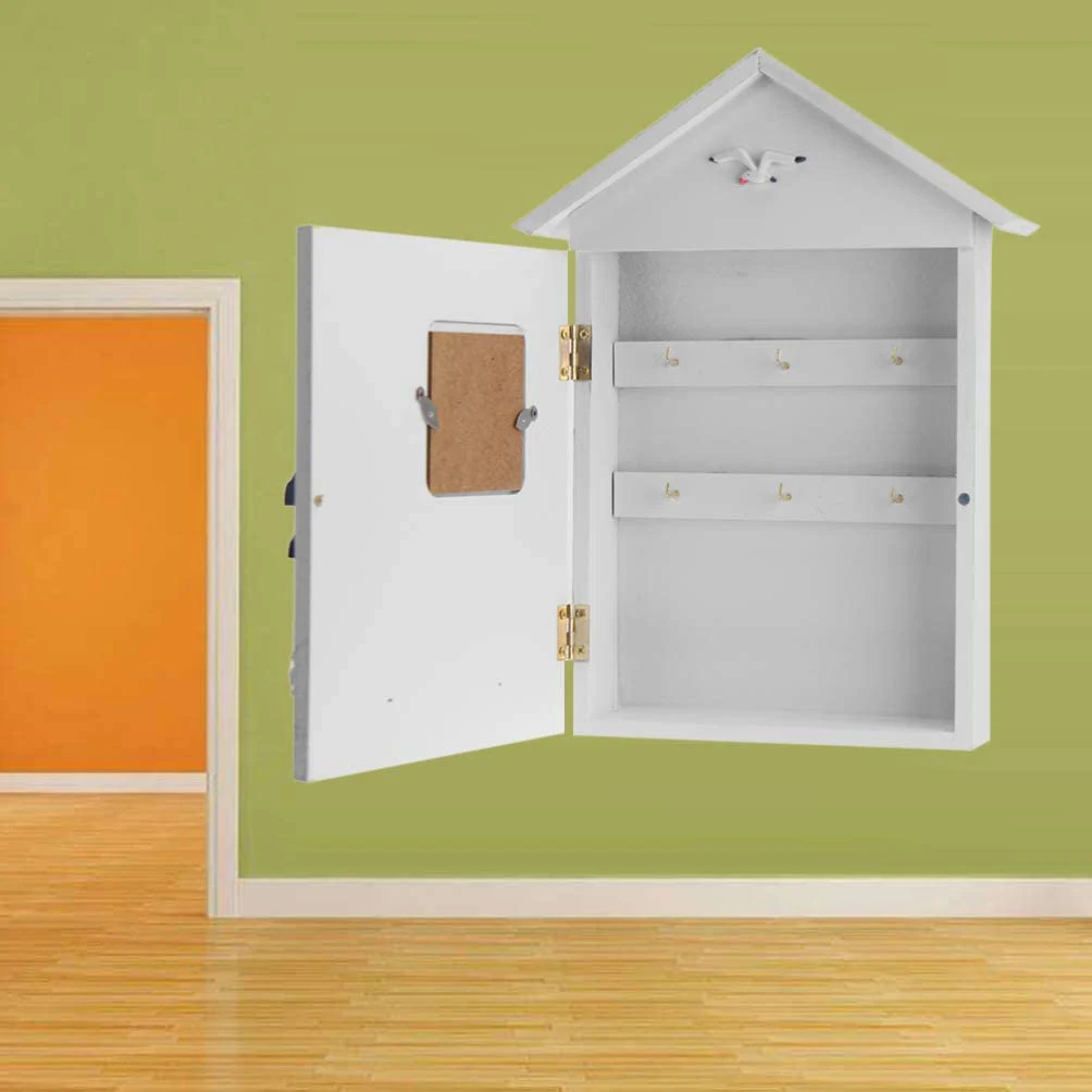 خزانة مفاتيح على طراز البحر الأبيض المتوسط مصنوعة من الخشب على الطراز البحري مثبتة على الحائط وحامل مفاتيح خشبي وخزانة صندوق تخزين