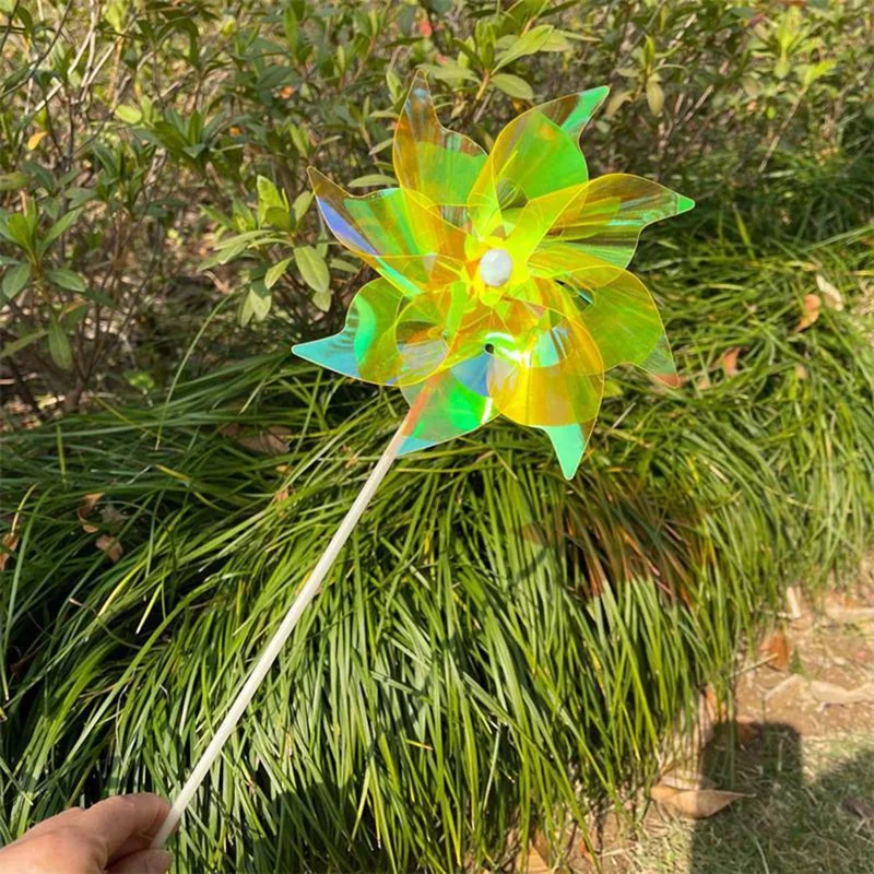 Reflective Pinwheels Wind Spinner, Extra Sparkly Pinwheel With Stakes, Bird Repellent Blinder Devices