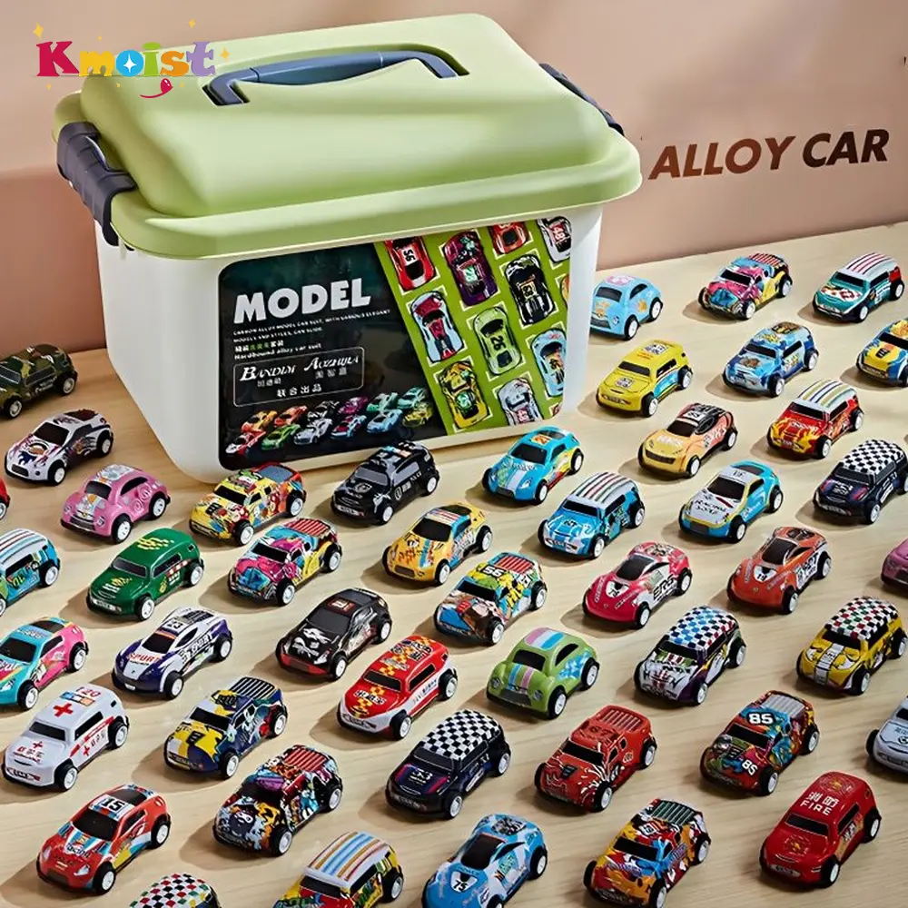 Mini Alloy Car Model Set com Caixa de Armazenamento, Diecast Cars Brinquedos para Meninos, Veículo de Inércia Deslizante, Kit de Brinquedos Infantis