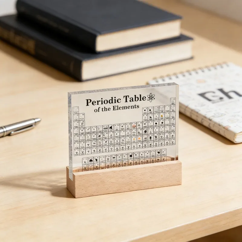 Mendeleev Acrylic Periodic Table Scientific Display Figurine for Office Desk Classroom Decor Chemistry Enthusiasts Unique Gift