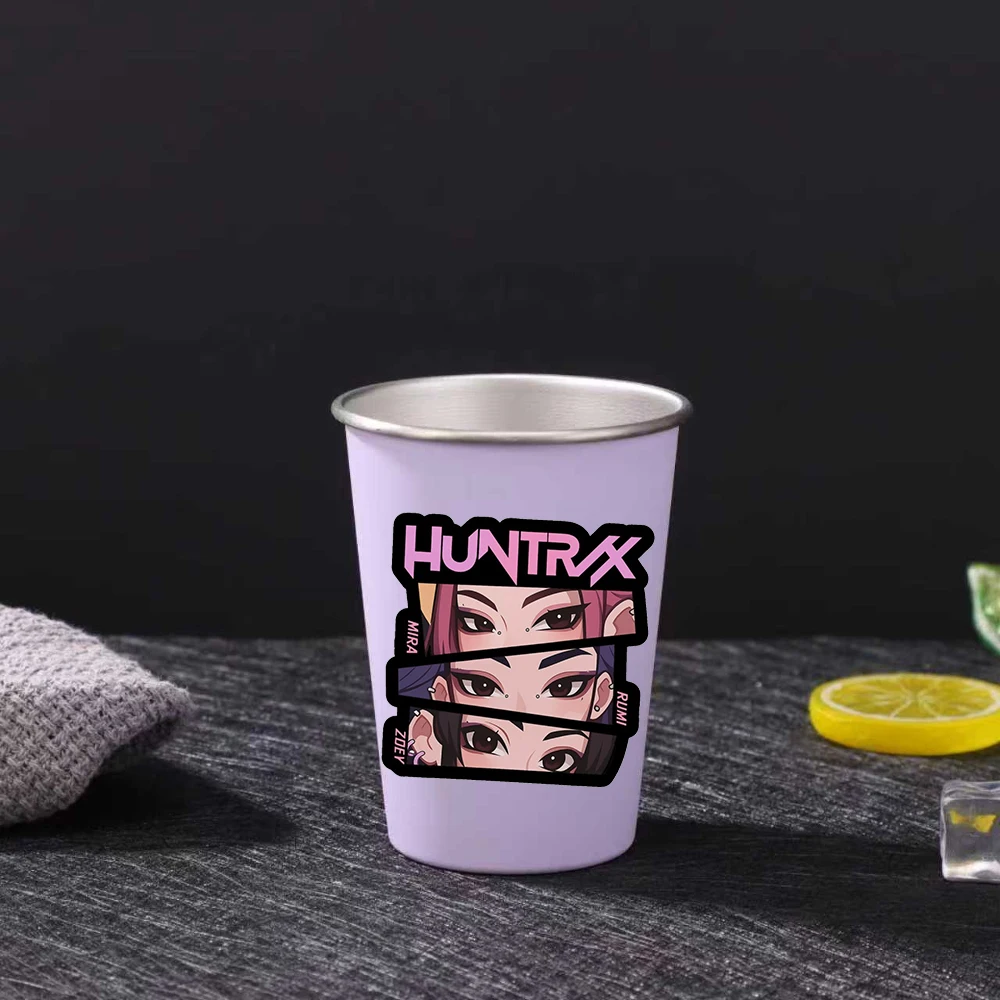 الأرجواني Kpop فيلم شيطان الصيادين الفولاذ المقاوم للصدأ كوب غسول الفم Kawaii ساجا بنين النمر 350 مللي صديق حفلة شرب كوب أفضل هدايا المهرجان #3