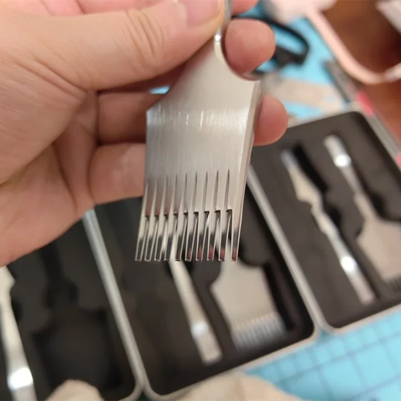 G&C French Style Leather Pricking Irons Chisel Fine Polished Steel DIY Leathercraft Perforating Punching Tool with Sharp Teeth