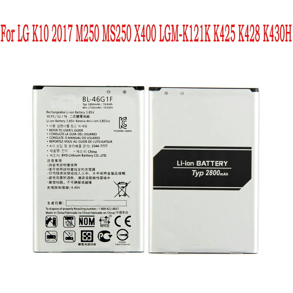 Original BL-46G1F 2800mAh Battery For LG K20 K425 K428 K430H M250 k10 2017 Version