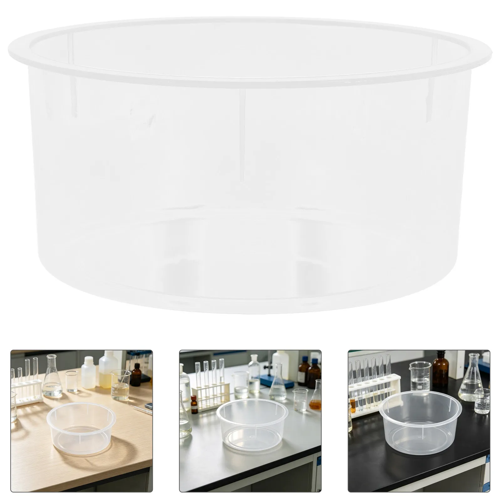 Laboratory Transparent Round Plastic Sink Bowl 8x8x4 Thickened Leakproof Experimental Water Basin for Chemical