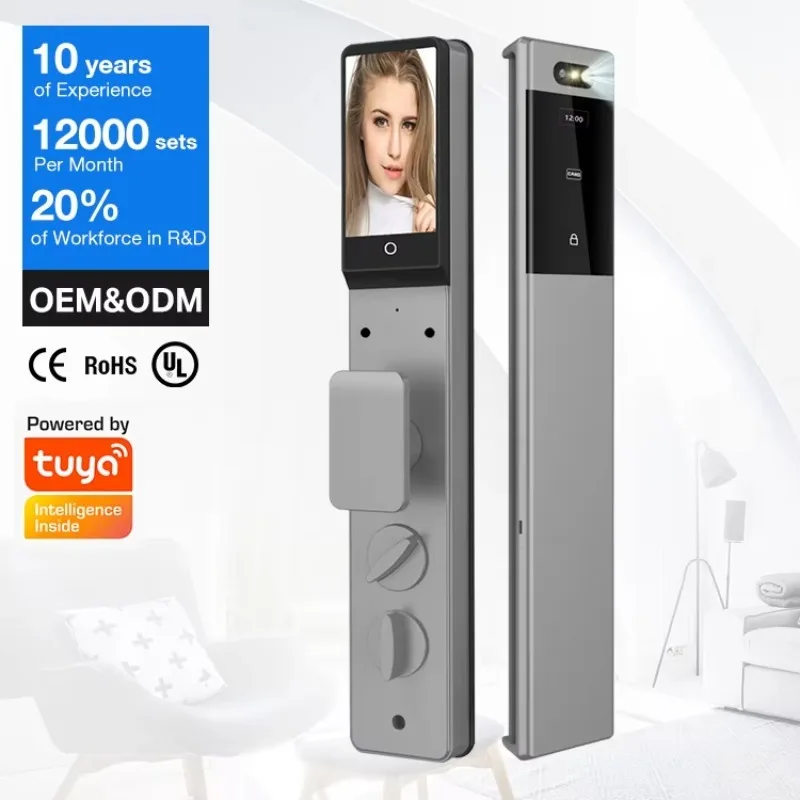 3D Structured Light Face Recognition Various Unlocking Methods Customizable Waterproof Security Smart Home Door Lock