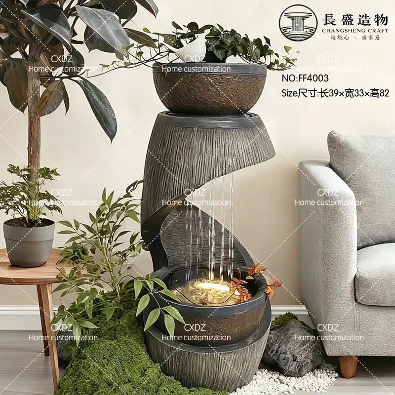 Simple Modern European Style Flowing Water Ornament Living Room Entrance Light Luxury Indoor Circulation Water Feature