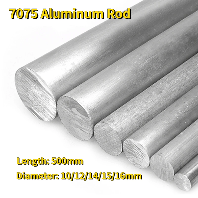 1Pcs Length 500mm 7075 Aluminum Rod Diameter 10/12/14/15/16mm  Aluminum Alloy Aluminum Round Rod Bar Customize Service