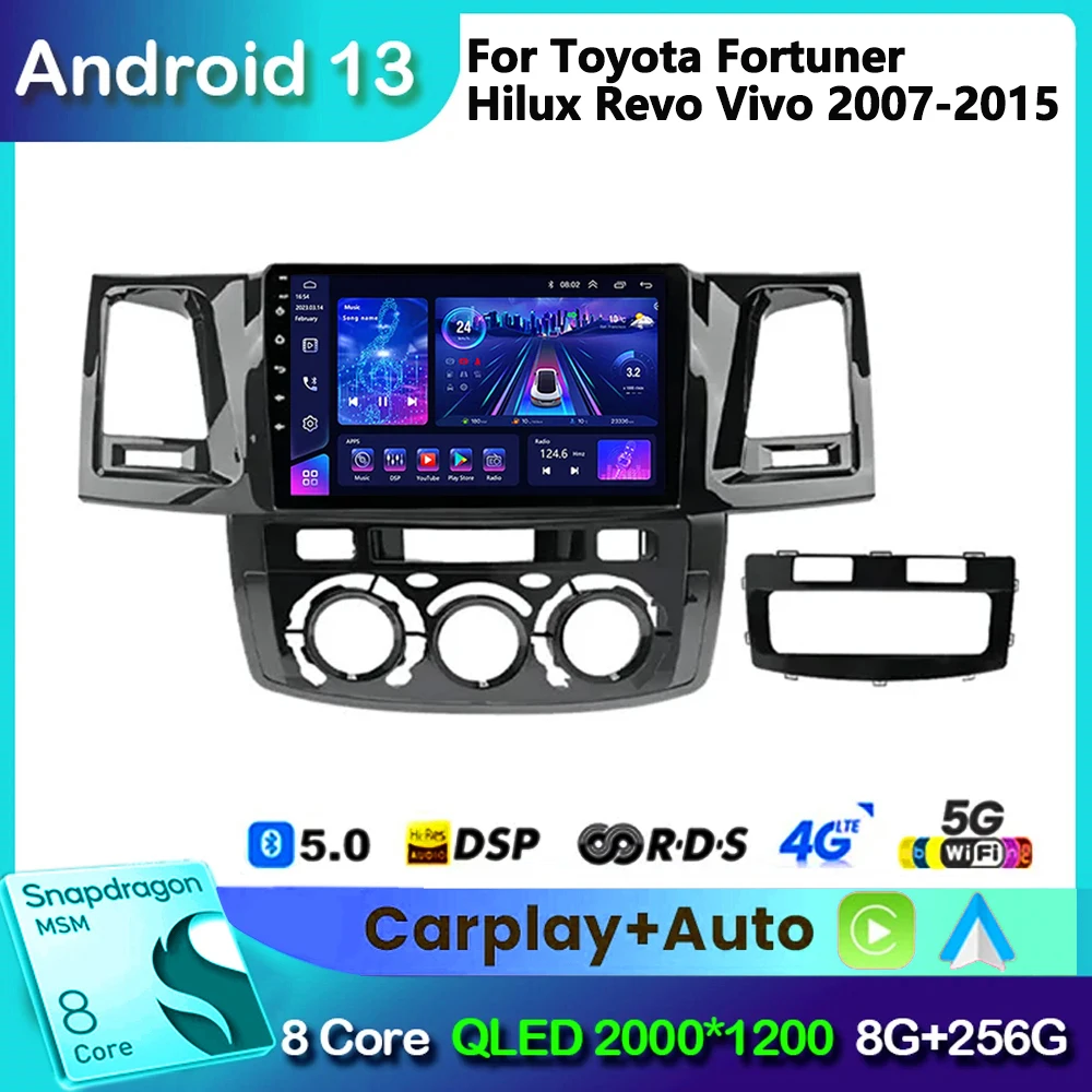 

Android 13 2din For Toyota Fortuner HILUX Revo Vigo 2007-2015 Multimedia Video Player Stereo GPS Carplay Car Radio Carplay