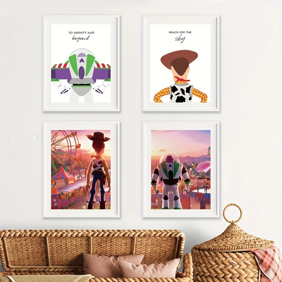 Toy Story Kunstdrucke, Buzz Lightyear-Poster, Zitat „To Infinity & Beyond“, Leinwandgemälde, Wandbilder für Jungenzimmer, Spielzimmer-Dekoration