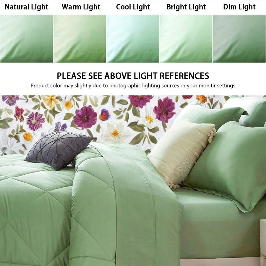 7 Pieces Summer Comforter Sets Queen, Soft, Comfortable And Breathable, Geometric Checkered Pattern Bedding Set, Including 4 Pieces Pillowcase, 1 Flat Sheetand 1 Fitted Sheet, Perfect For Your Room Decoration, Bed In Bag Set/sf25051382833274394