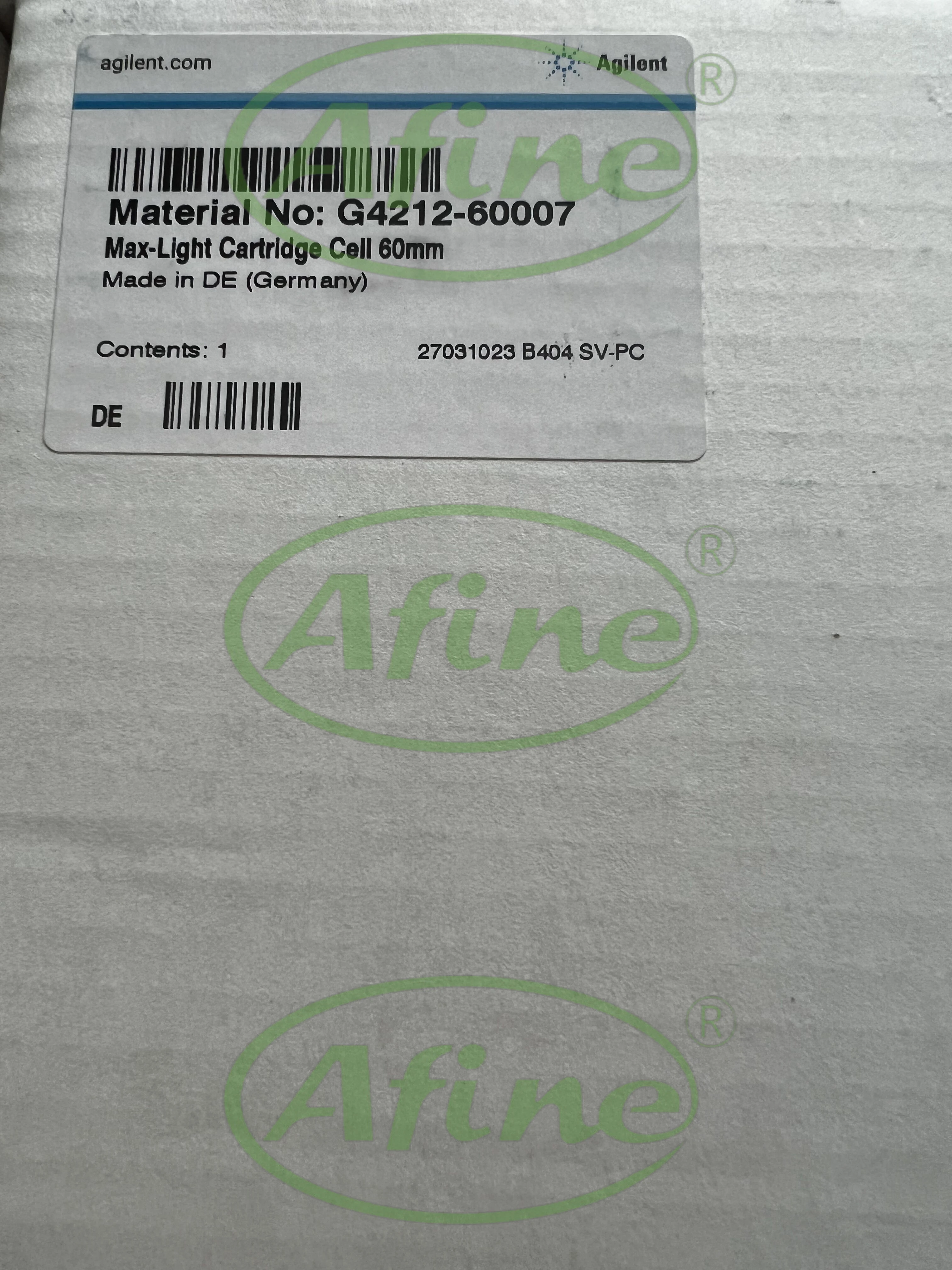 AFINE Agilent 60 mm Max-Light Cartridge Cell, G4212-60007, for HPLC