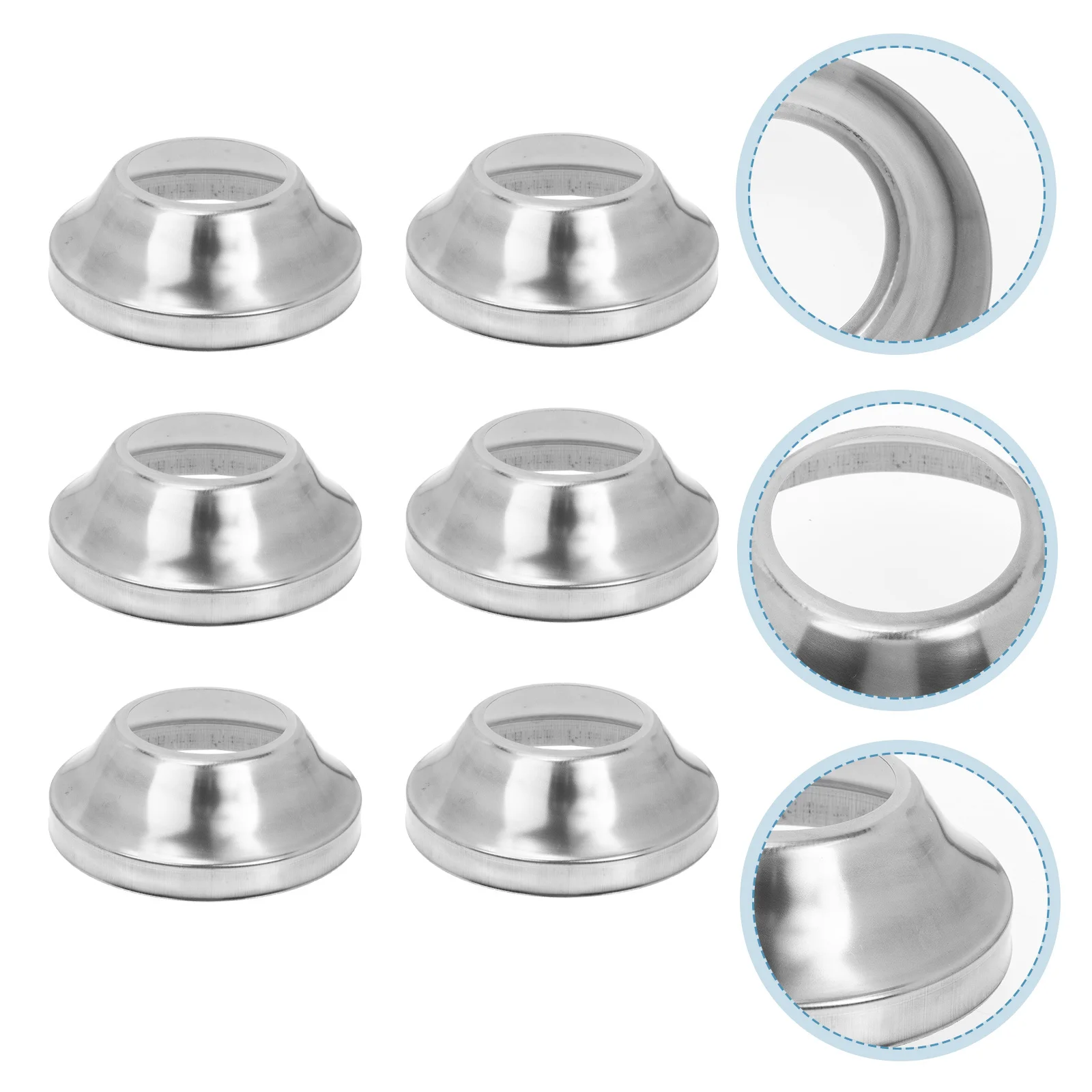 6Pcs Round Stainless Steel Floor Flange Post Base Railing Support Deck Post Sleeve Railing Column Column Wraps for Porch