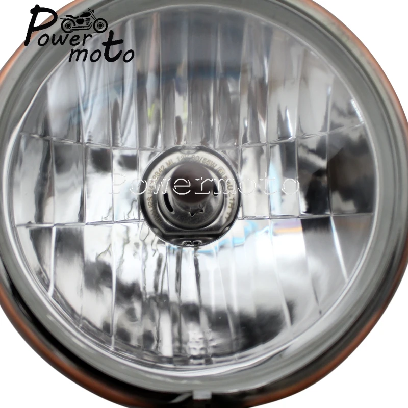 Motorcycle 12V 55W Old School Brown Headlight Glass Headlamp Vintage Running Light For Harley Chopper Bobber Cafe Racer Cruisers - Image 4