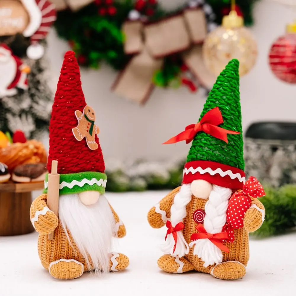Long Hair/Long Beard Christmas Elf Dwarfs Dolls Candy Rolling Pin Gingerbread Dwarf Dolls Plush Cartoon