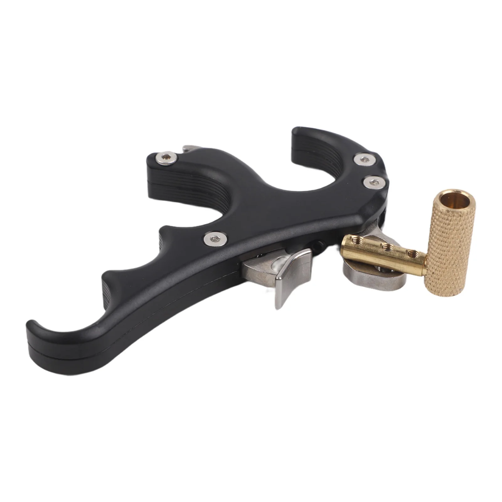 

Металлический диспенсер для стрел для блочного лука с четырехпальцевым механизмом сброса стрелы, регулируемыми настройками, эргономичной рукояткой для обеих рук.