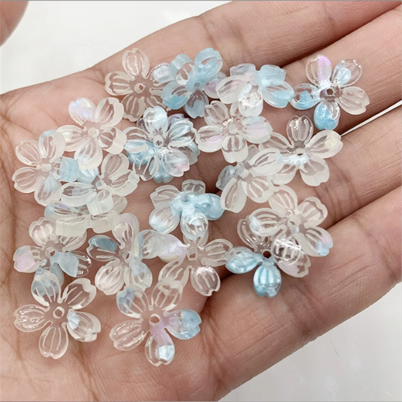 10Pcs/lot New Acetic Acid 14MM Flower Acrylic Beads Torus Charm Connectors Diy Ornament Earrings Hair Jewelry Making Accessories