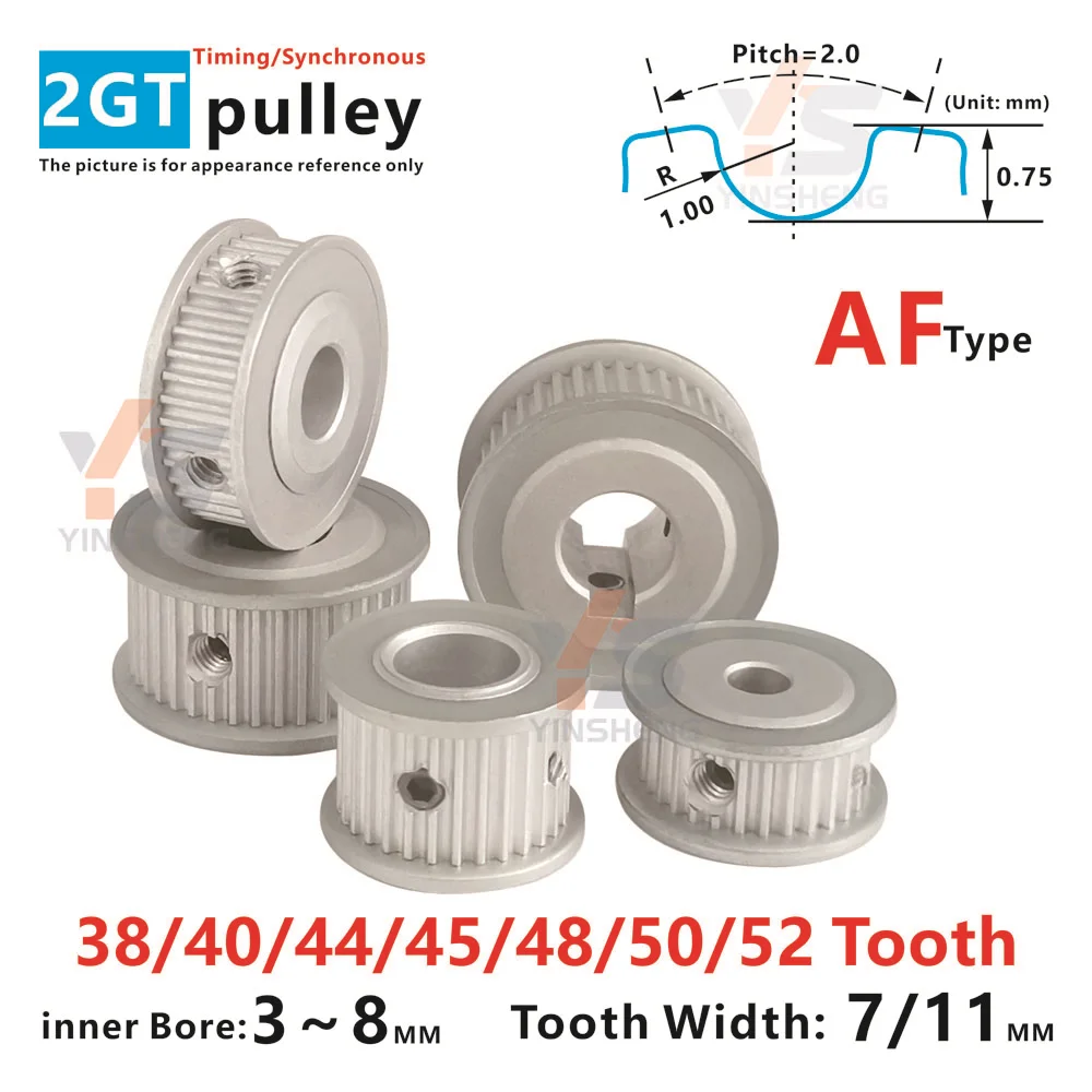 

2GT Synchronous Timing Pulley 38T 40T 44T 45T 48T 50T 52 Teeth Bore 3 4 5 6 8 10 12 14 15 MM Belt Width 6 10 MM 3D Printer Parts