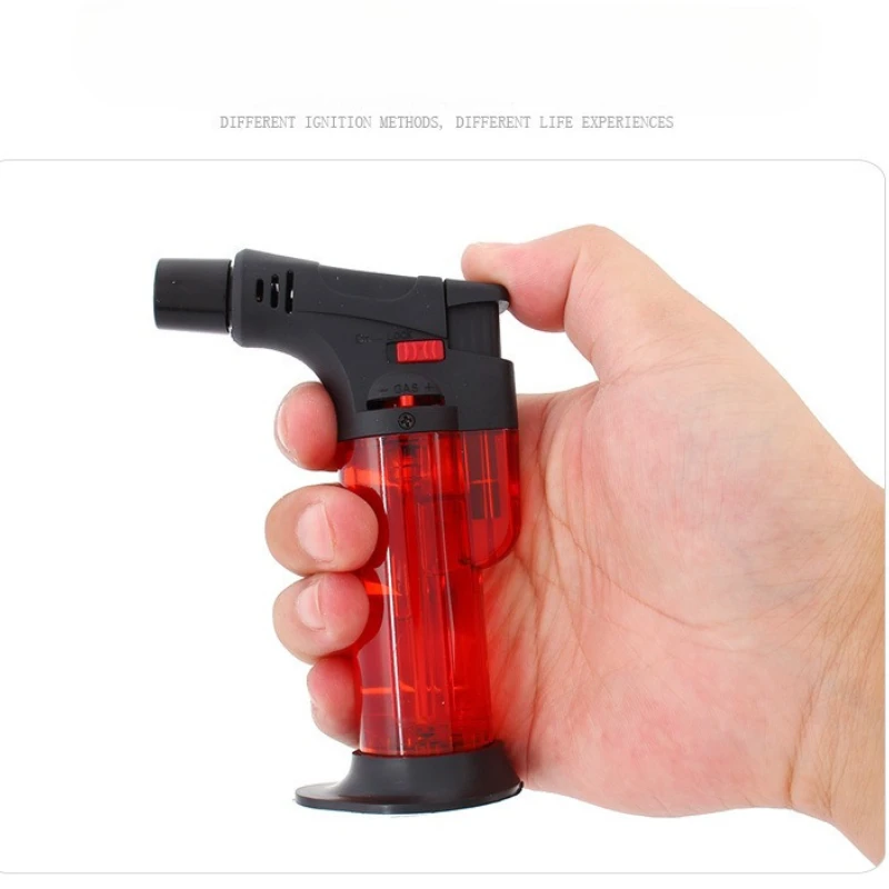 

New Fire Locking and Fire-fixing Double Flame Transparent Direct Rush Lighter Moxibustion Windproof Blue Flame Cigarette Lighter