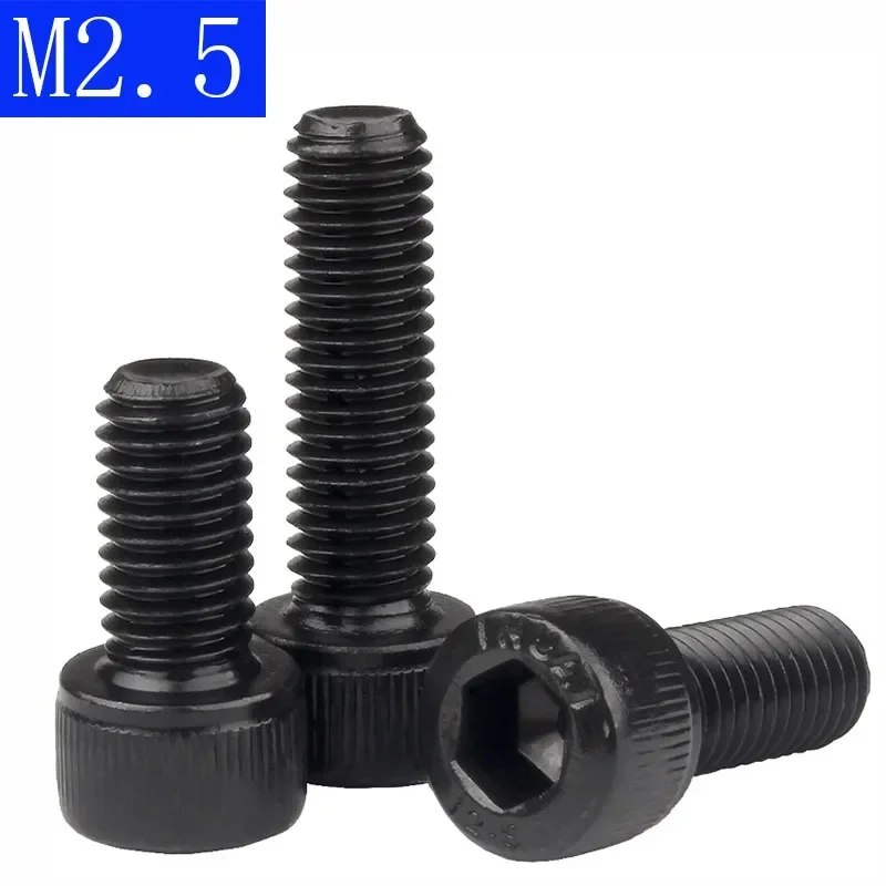 M2.5 - 0.45   2.5mm Black 12.9 Grade Alloy Steel Allen Hex Socket Cap Head Screw DIN 912