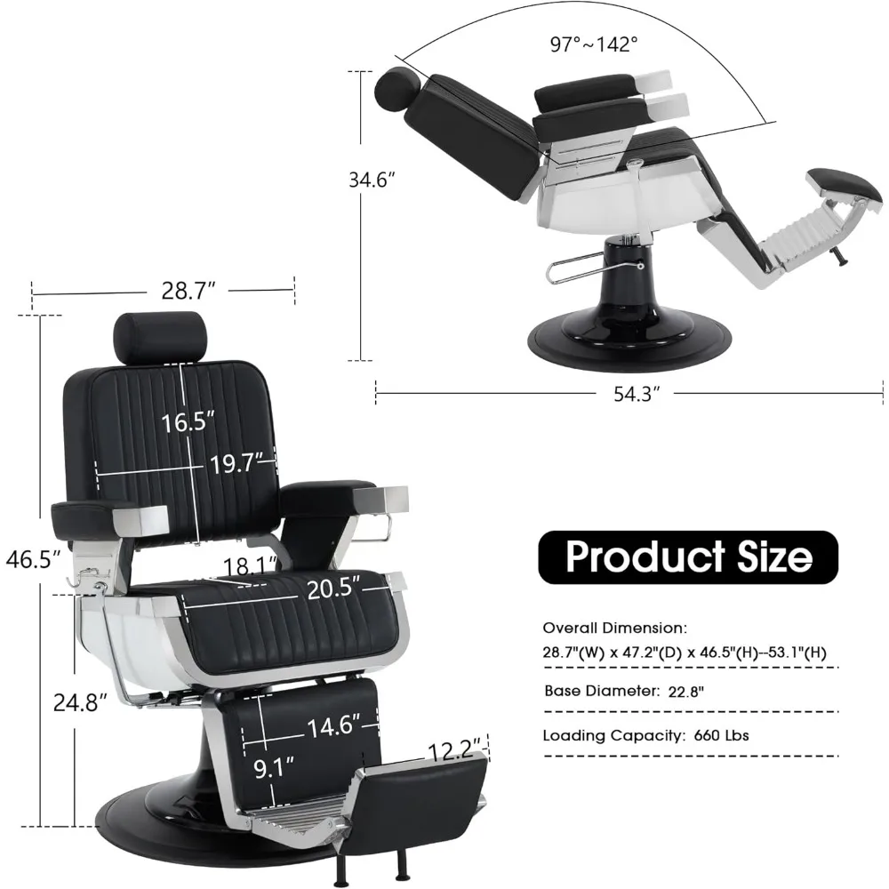 All Purpose Heavy Duty Vintage Hydraulic Recline Barber Chair Salon Beauty Spa Styling Equipment 2008