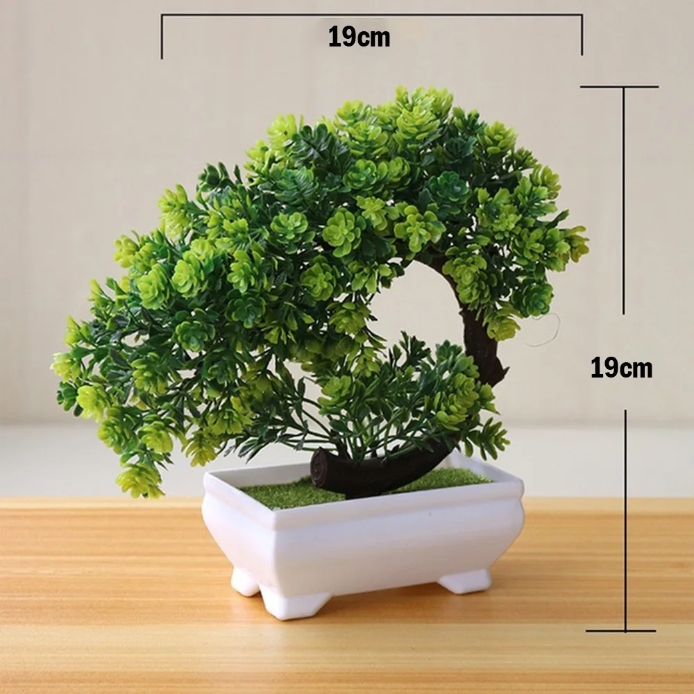 Nuevas plantas artificiales verdes bonsái árbol pequeño hierba flor bonsái en maceta decoración de peluquería de Halloween decoración de boda hogar