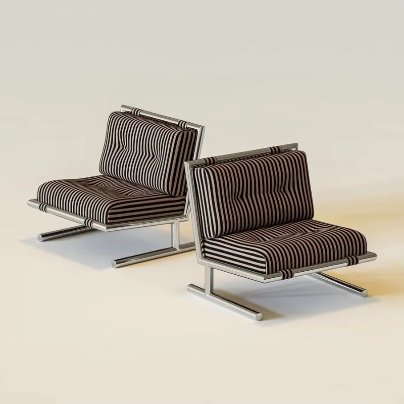 Modern Stylish Living Room Ergonomic White and Black Striped Accent Chairs Hotel Wedding Metal Lounge Sofa Chairs Small Spaces