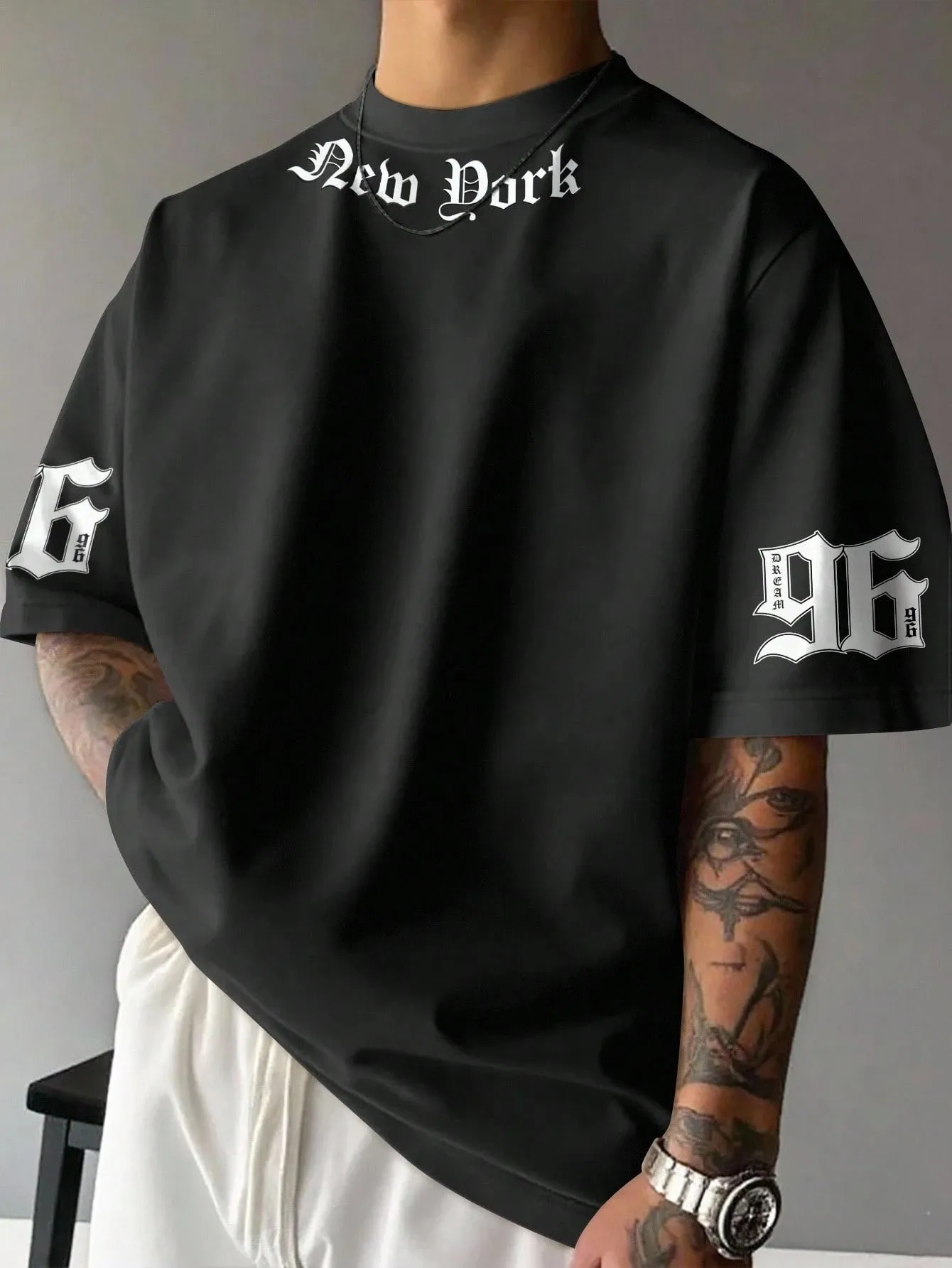 

The new men's T-shirt for the summer of 2025 features a casual fashionable comfortable and soft 3D letter pattern print