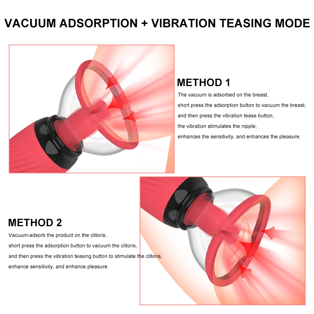 Nipple Stimulation Licking Vibrator Breast​ Enlargement Massager Vagina Clit Sucker Famale Masturbator Erotic Sex Toys for Women