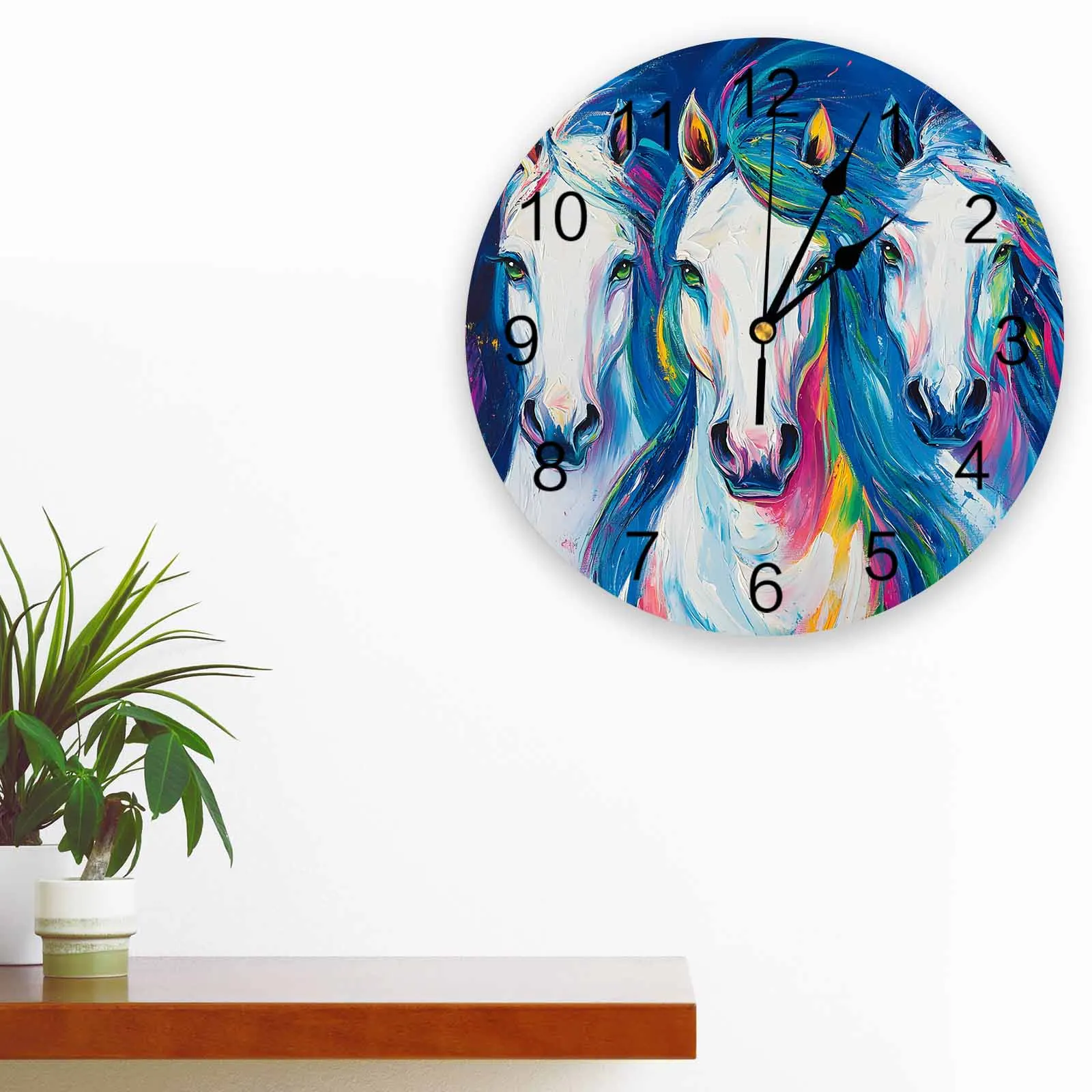 

Абстрактные настенные часы с изображением лошади, большие современные кухонные круглые часы для столовой, бесшумные подвесные часы для спальни
