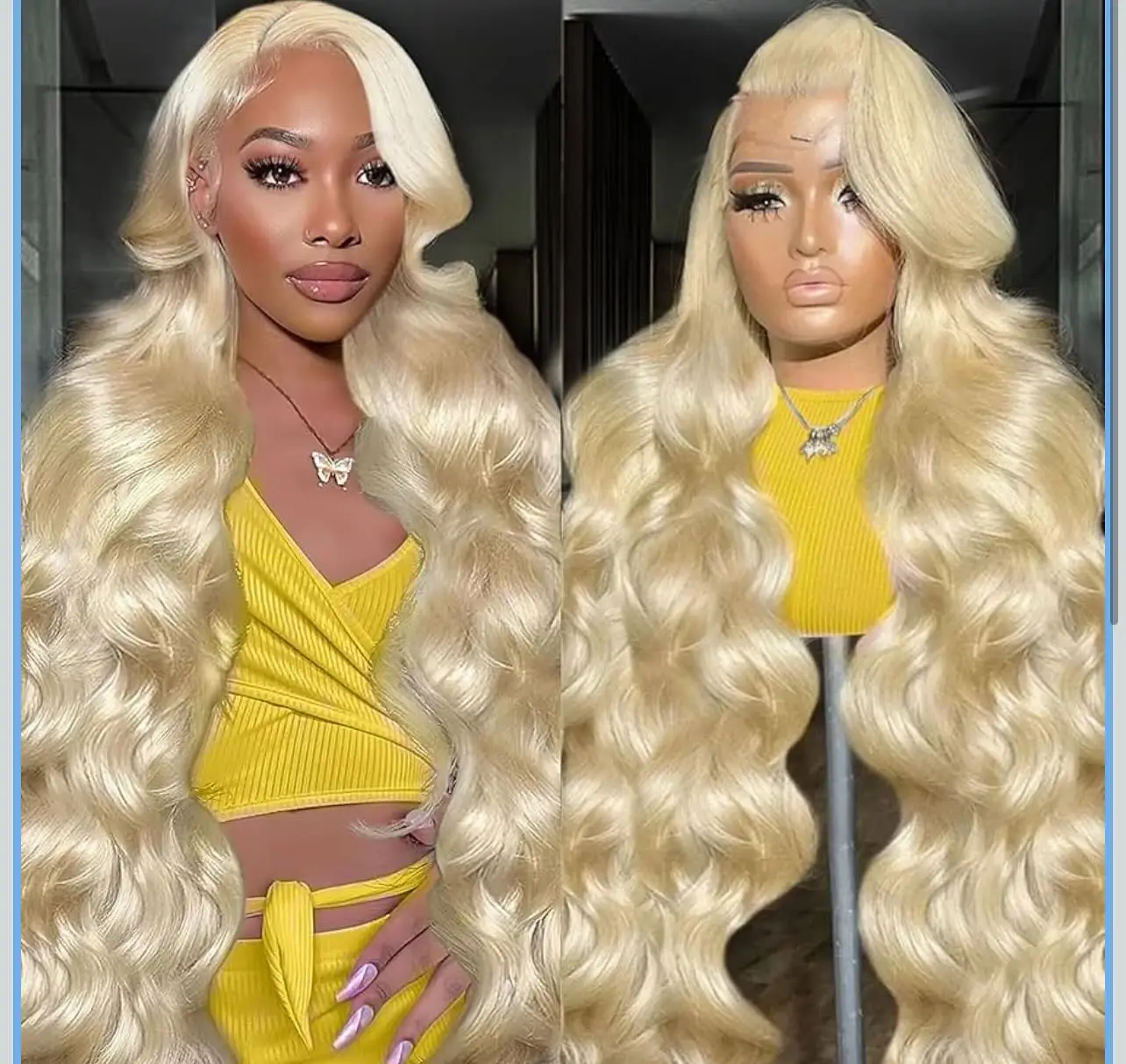 Body Wave 13X4X1 HD Full Lace Frontal Synthetic Long Wig For Women 613 Honey Blonde Color Preplucked Cosplay Daily Party Wedding