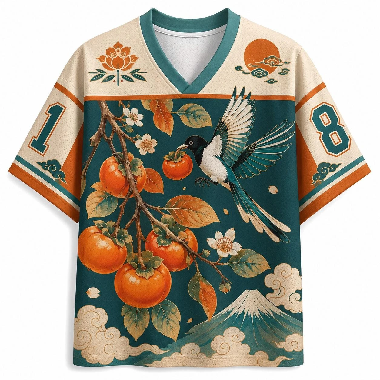 Unisex Vintage Floral Bird Mountain Scenery Print Tee Shirt Trendy Nature Aesthetic Urban Street Short Sleeve Loose Casual Tops