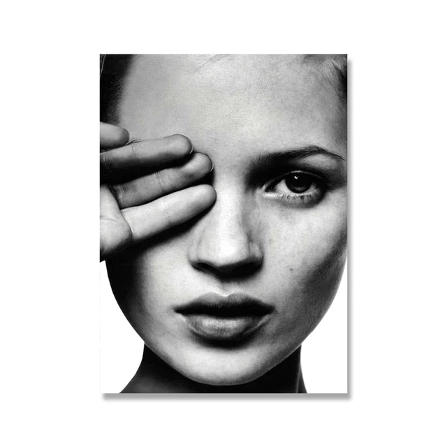 Kate Moss – Poster sur toile – Décoration murale pour salon, chambre à coucher, décoration de style cadre (40 x 60 cm