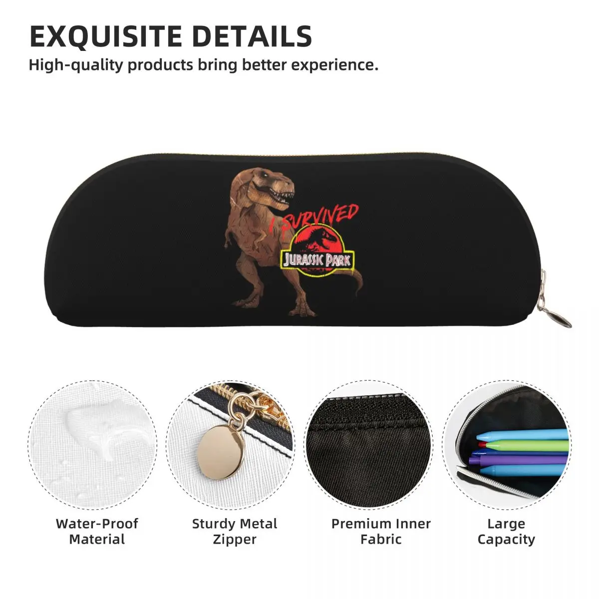 I Survived Jurassic Park Pencil Cases Pen Holder Storage Stationery Supplies Big Capacity Pen Box Pencil Bag for Studen School