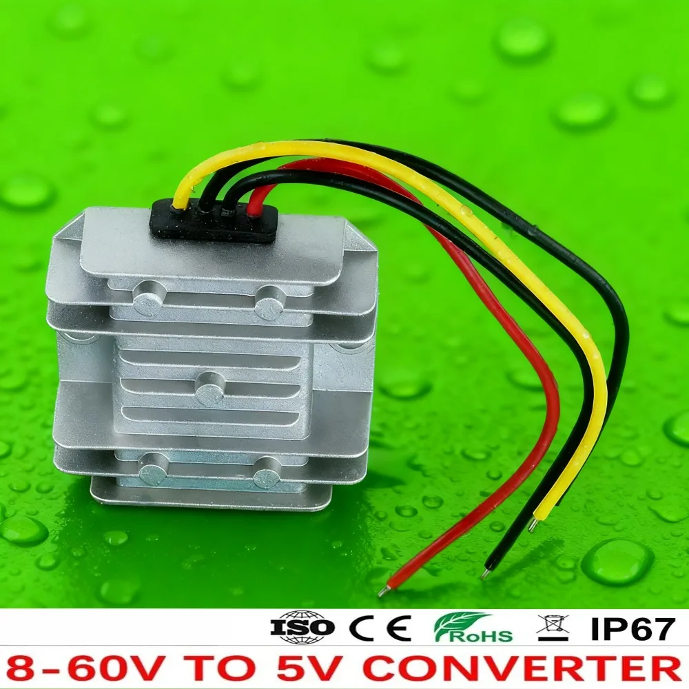 

8-60V To 5V Step-down DC DC Converter 10A 12V 24V 36V 48V to 5V 50W Supply Buck Module Power for Car LED Waterproof Stale Output