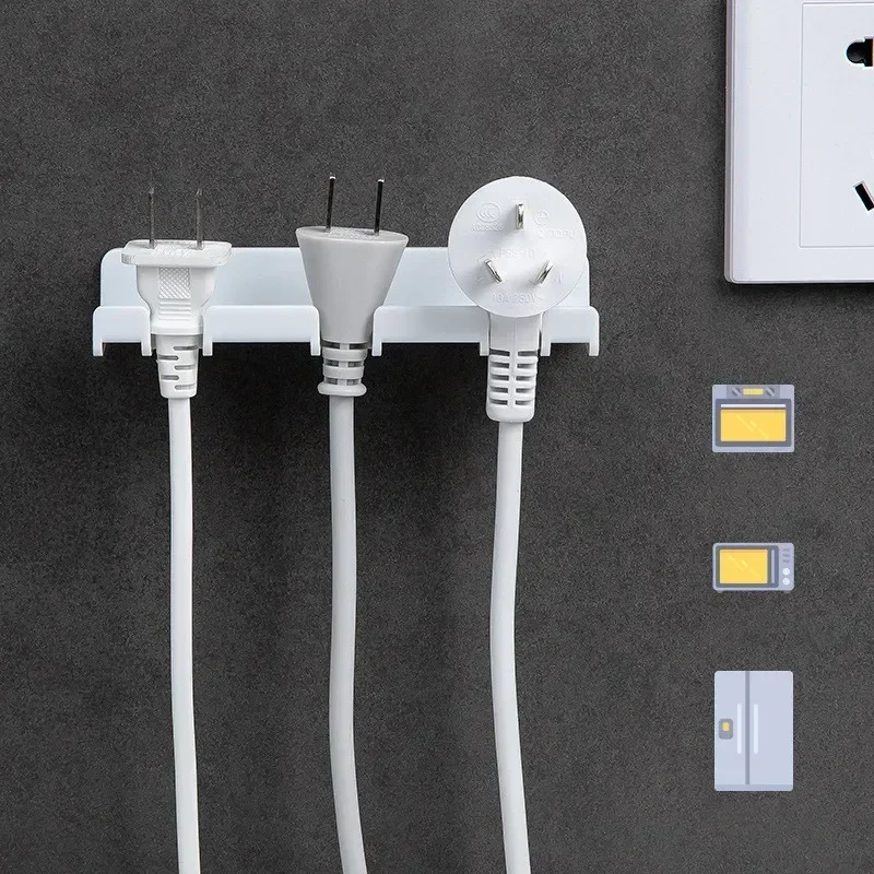 Wall Storage Hook Power Plug Socket Holder Home Wire Plugs Adhesive Hanger Home Office Storage Racks Bathroom