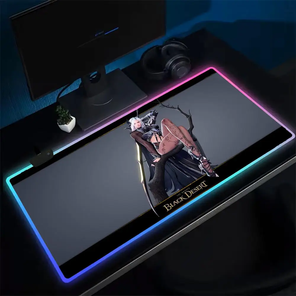 

Gamer Black Desert Online Коврик для мыши Аниме Игровой коврик для мыши Светодиодные настольные коврики с подсветкой Резиновые настольные коврики XXL RGB Настольные коврики