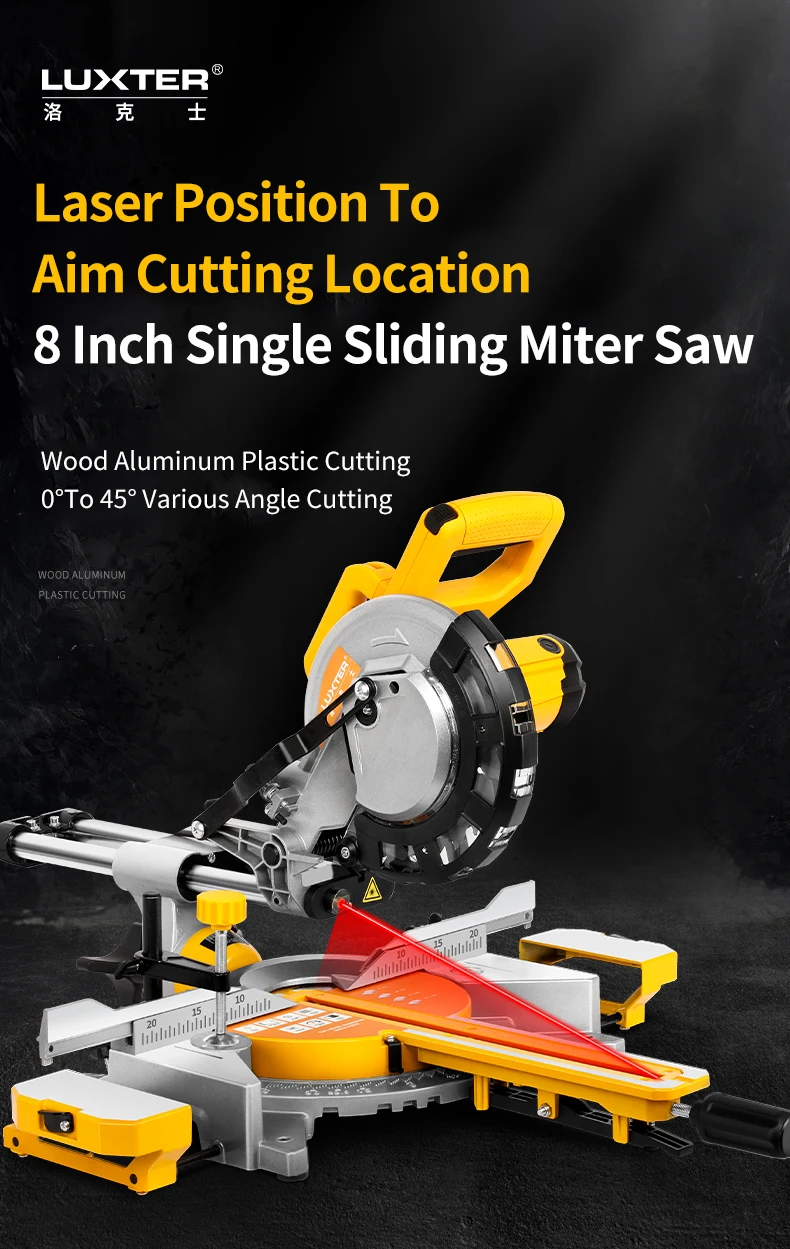 LUXTER 210 مللي متر منشار ميتري منزلق + 1 قطعة 210 مللي متر شفرة لقطع الخشب + 1 قطعة 2110 مللي متر شفرة لقطع الألومنيوم منشار ميتري للبيع بالتجزئة #6