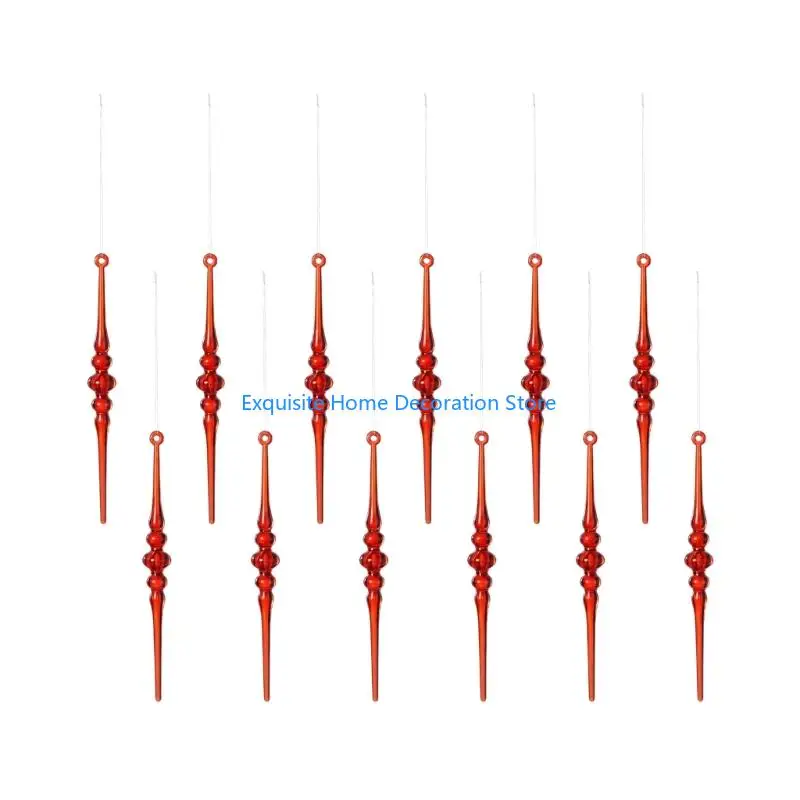 L5BF Winter Holiday Hanging Ornament, Acrylic Icicle 12 Piece Set for Christmas Tree Decorating and Festival Display