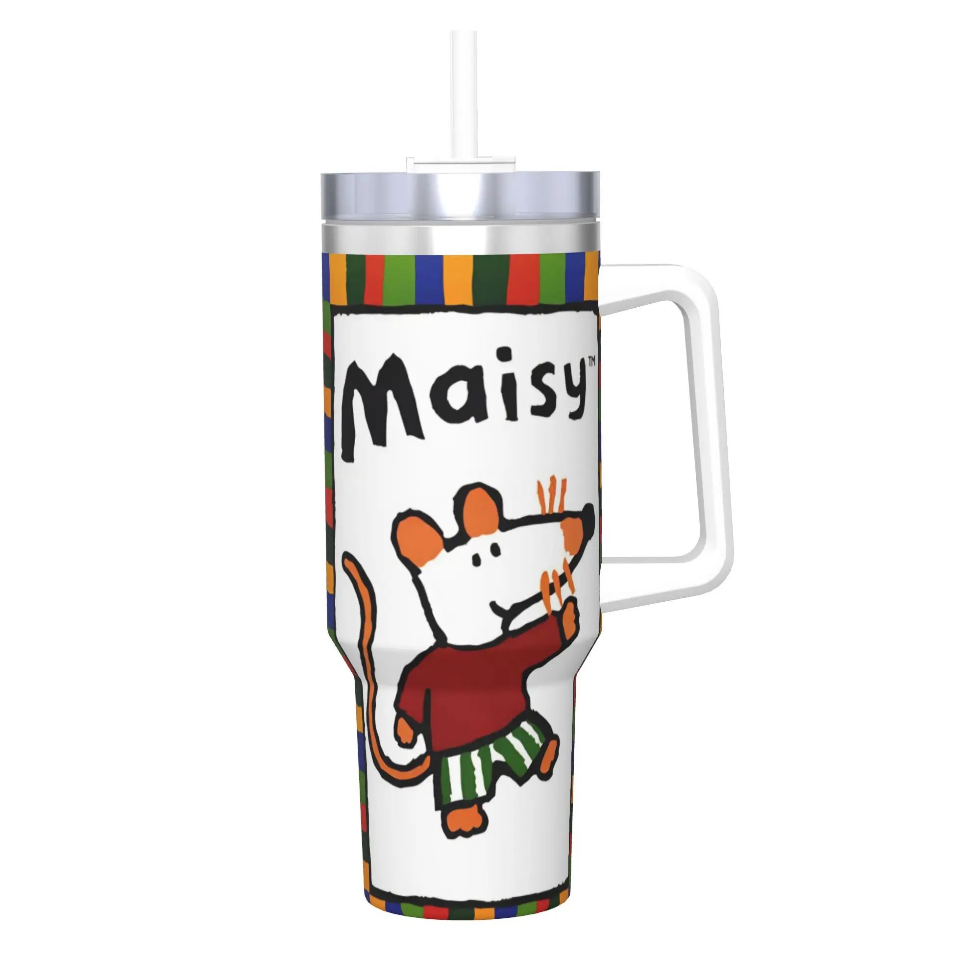 Maisy Mouse Tumbler With Straw  Stainless Steel Mugs Cup Double Wall Vacuum Insulated for Cold Or Hot 40oz