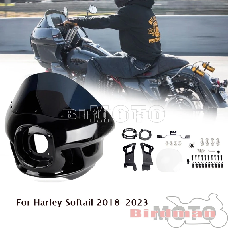 For Harley Softail Fat Street Bob Sport Glide Breakout Heritage Classic Slim 18-23 Motorcycle Headlight Upper Windshield Fairing