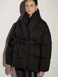 Veste Parka avec Ceinture pour Femme, Manteau Slim et Chaud, à la Mode, pour l'Extérieur, Collection Automne-Hiver 2024