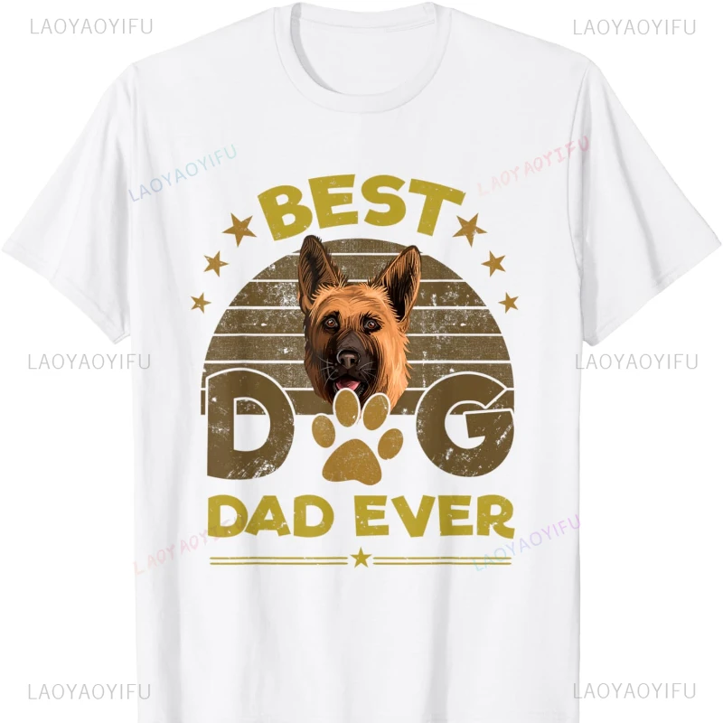 Best German Shepherd Dog Dad Ever Gift for Men Cotton T-Shirt Graphic T Shirts  Clothes Outdoors Regular Harajuku Tops unisex