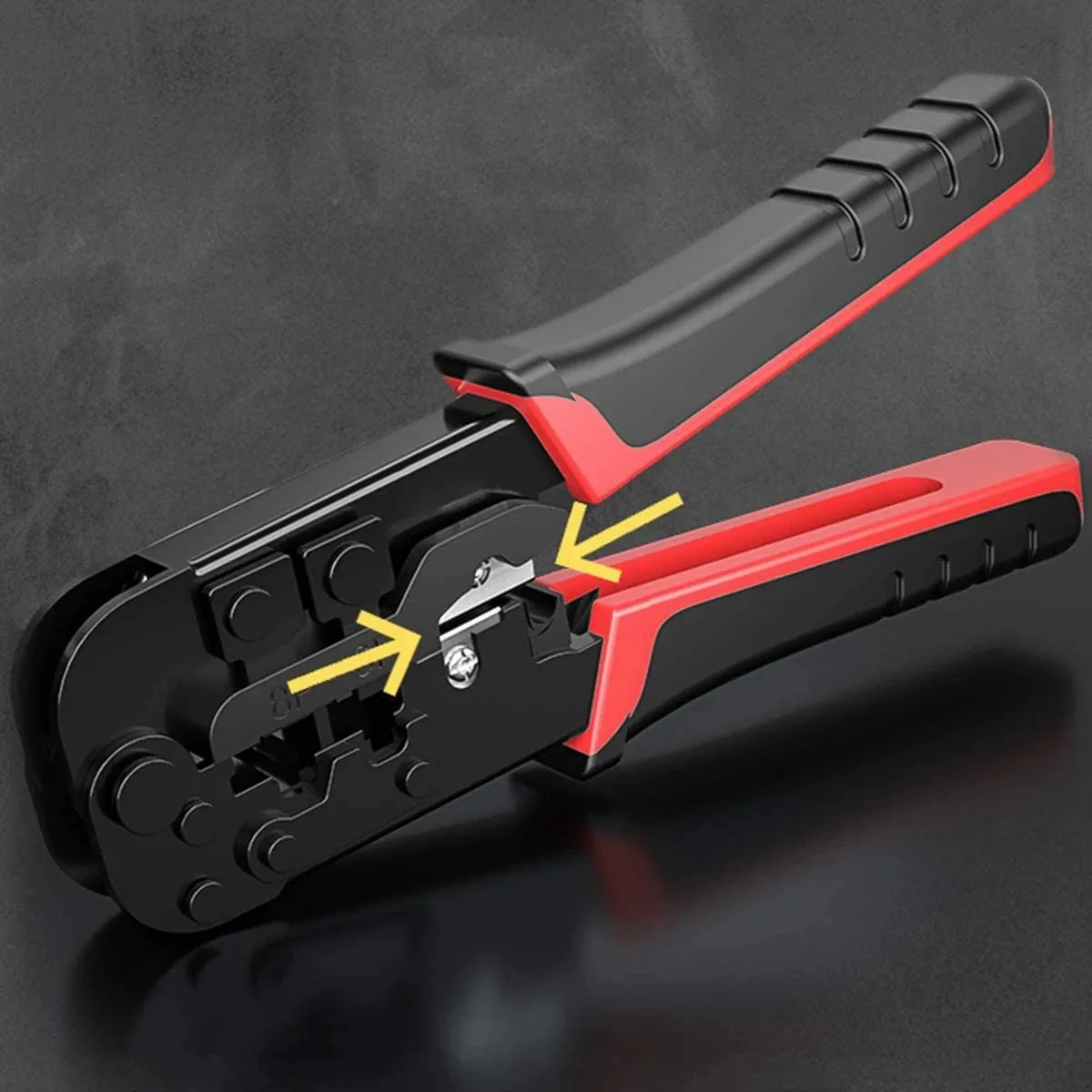 WoeoW [RJ45 RJ12 RJ11 Modular Crimper] for CAT5/5e CAT6 8P/6P/4P Network Connectors and UTP/STP Ethernet Cables Strip Cut Tool