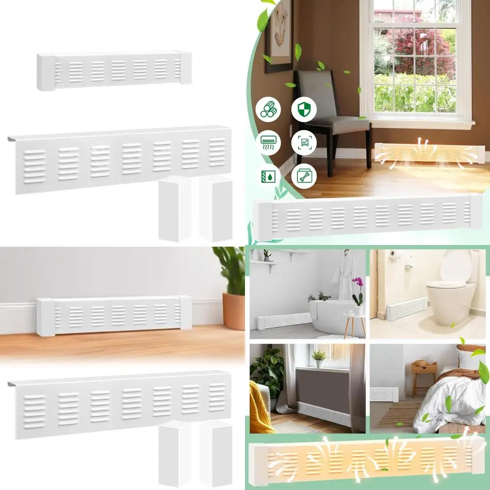 

4ft White Easy-Install Baseboard Heater Covers for Left and Right Ends, Suitable for Bathroom Hydronic Systems