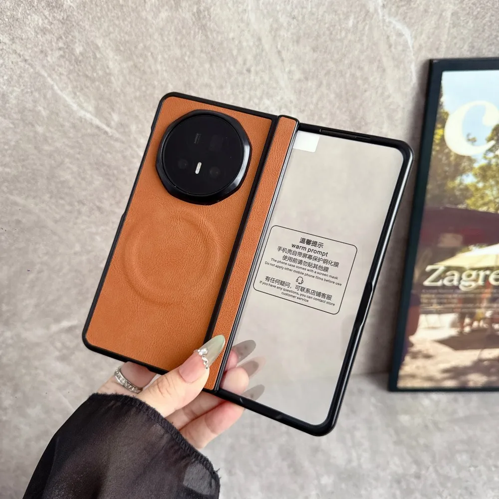 Für Huawei Honor Magie V5 Fall Luxus PU Leder Magnetische MagSafe Film Schutzhülle Zurück Abdeckung Fall Für Honor Magie V5 V3 Shell